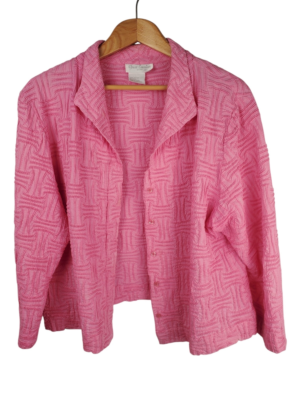 Vintage Great Cavalier Pink Textured Button Up Blazer Jacket XL #346